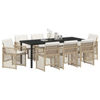 Conjunto de Comedor de Jardín 9 pcs Beige ratán sintético