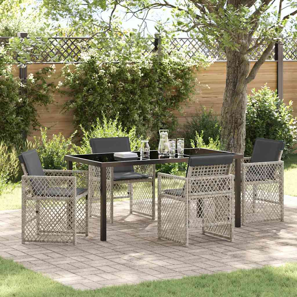 Conjunto de Comedor de Jardín 5 pcs Beige ratán sintético