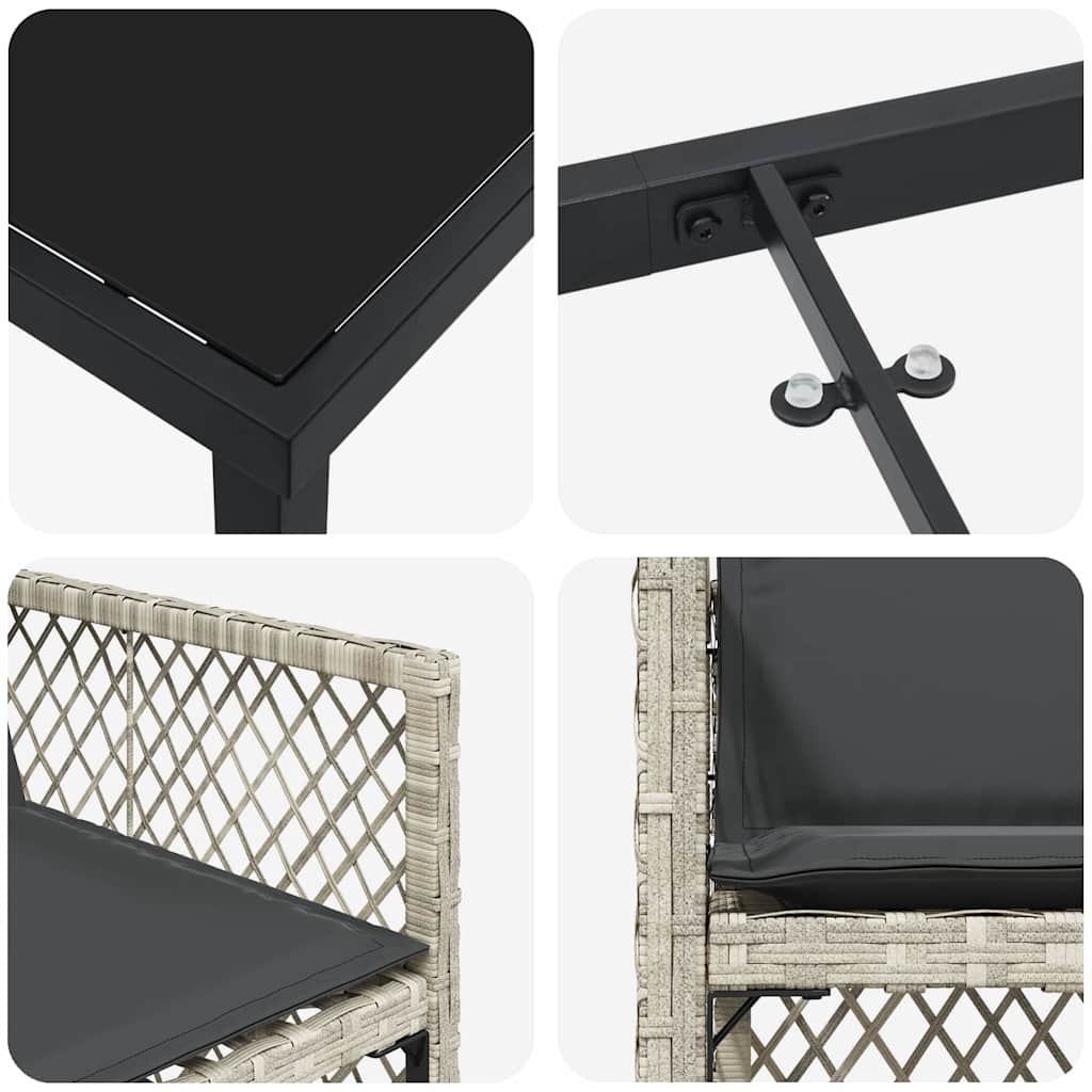 Conjunto de Comedor de Jardín 9 pcs Gris Claro ratán sintético