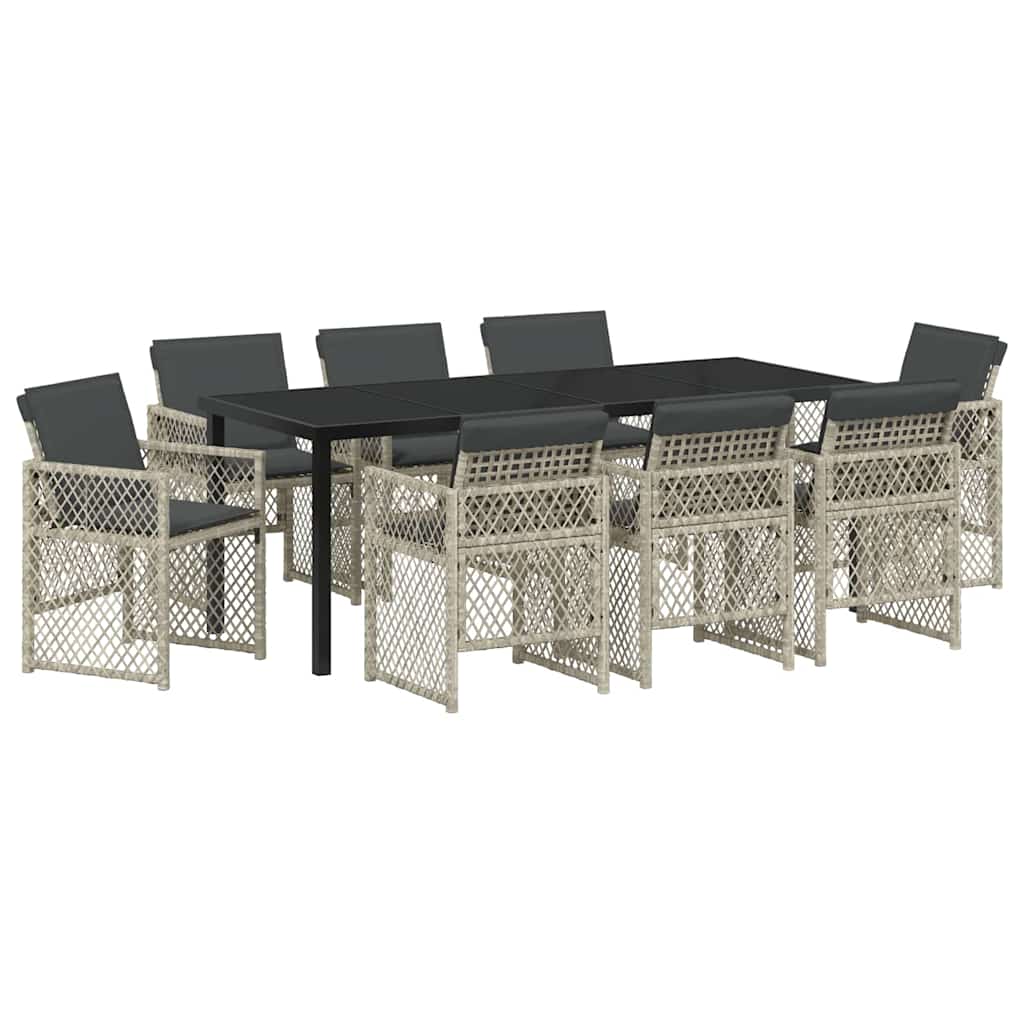 Conjunto de Comedor de Jardín 9 pcs Gris Claro ratán sintético