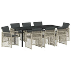 Conjunto de Comedor de Jardín 9 pcs Gris Claro ratán sintético