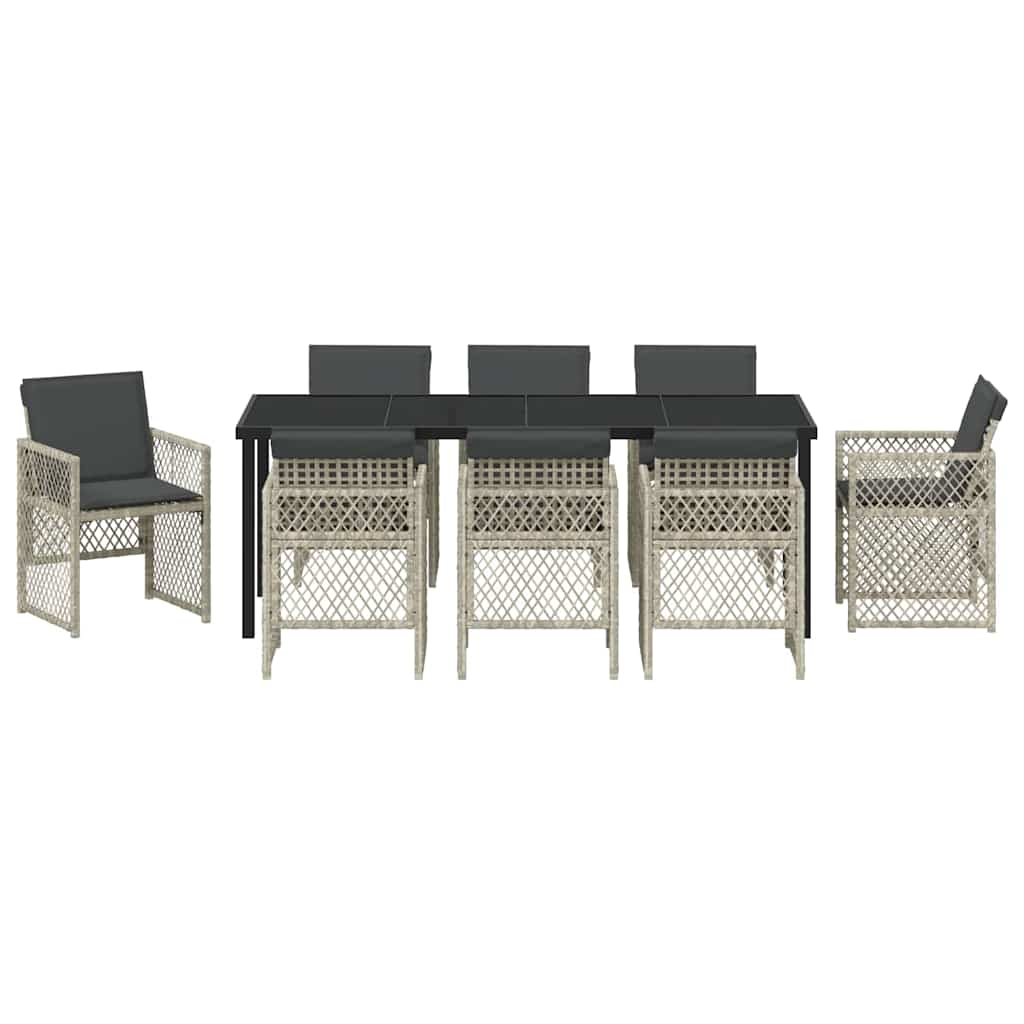 Conjunto de Comedor de Jardín 9 pcs Gris Claro ratán sintético