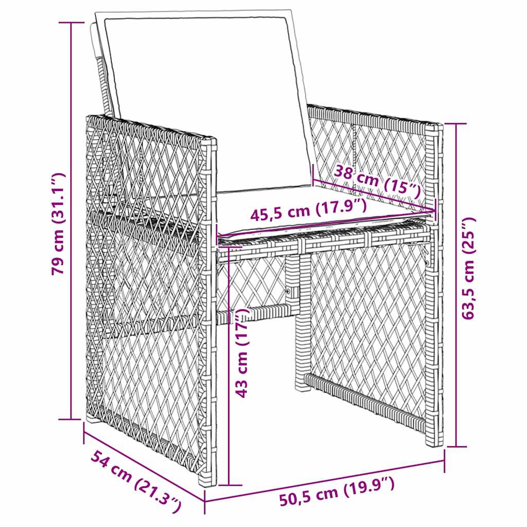 Conjunto de Comedor de Jardín 9 pcs Gris Claro ratán sintético