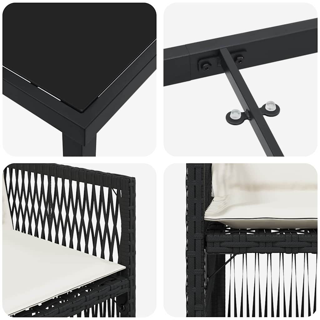Conjunto de Comedor de Jardín 5 pcs Negro