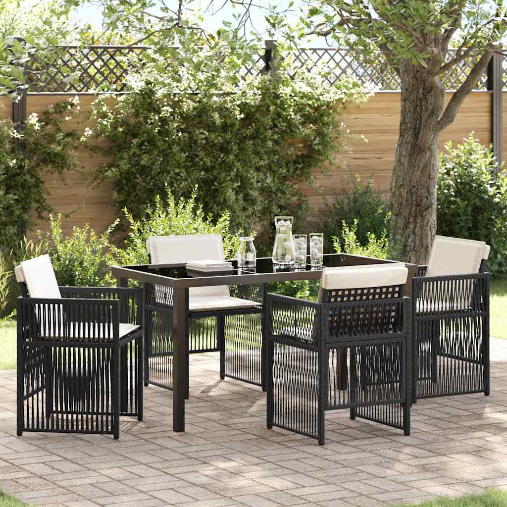 Conjunto de Comedor de Jardín 5 pcs Negro