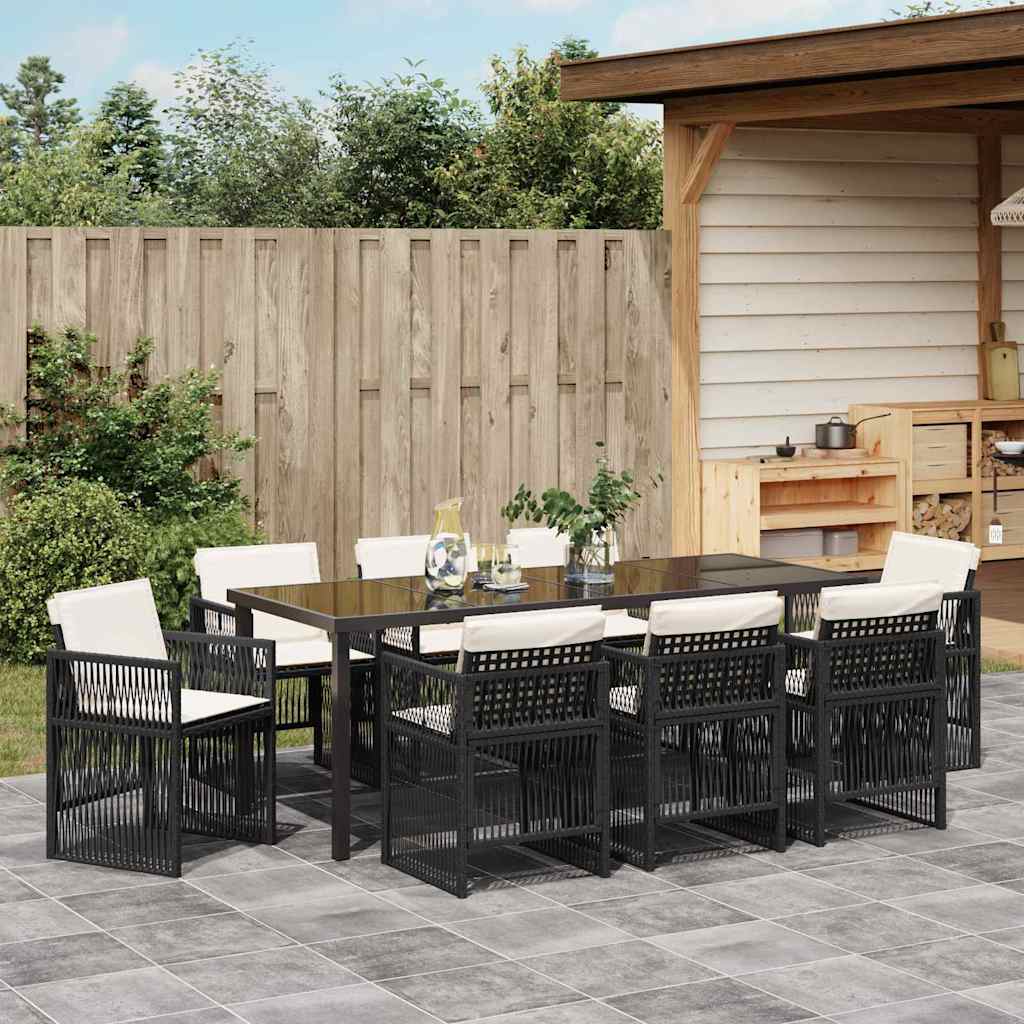 Conjunto de Comedor de Jardín 9 pcs Negro