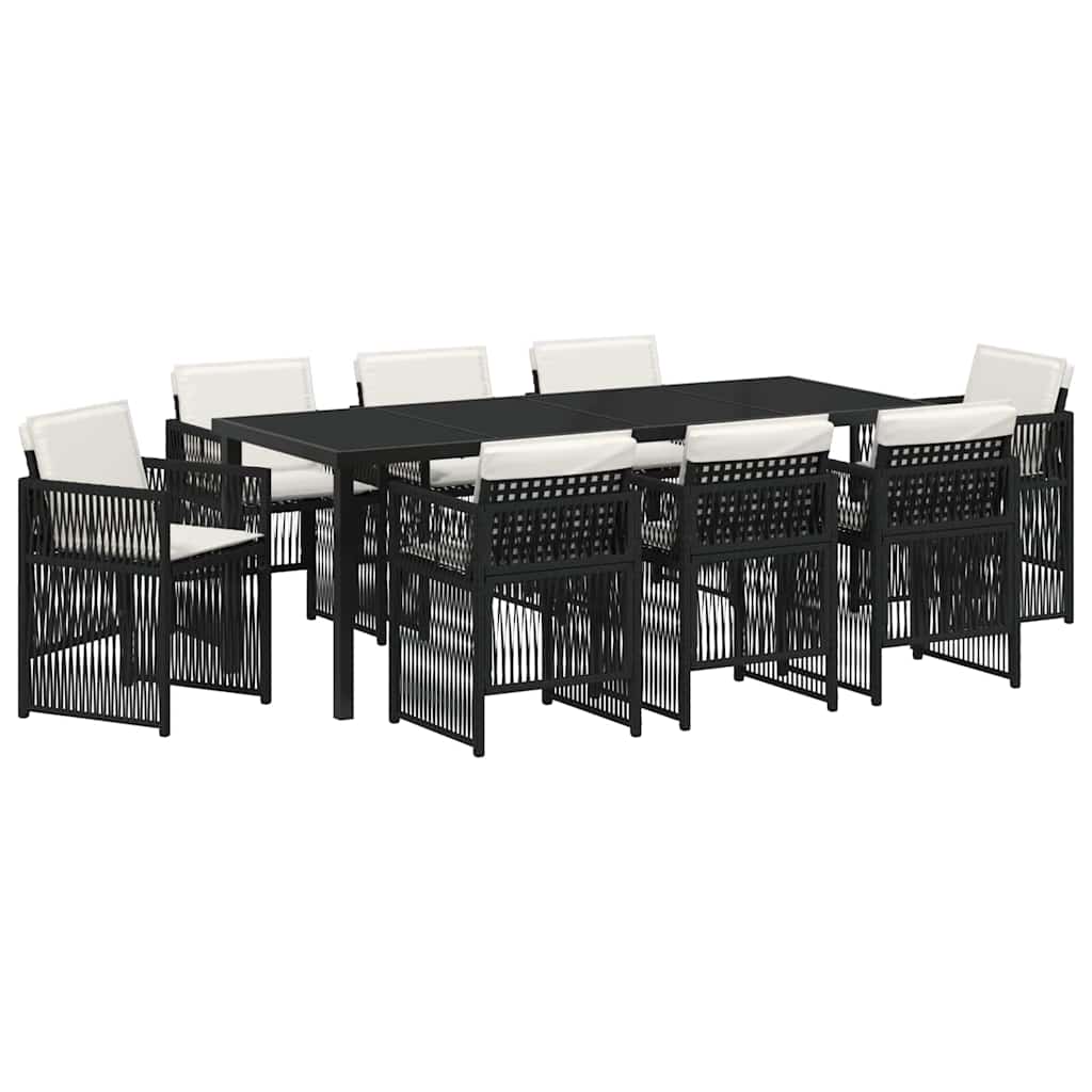 Conjunto de Comedor de Jardín 9 pcs Negro