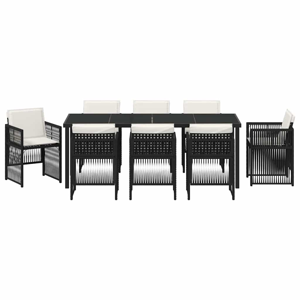 Conjunto de Comedor de Jardín 9 pcs Negro