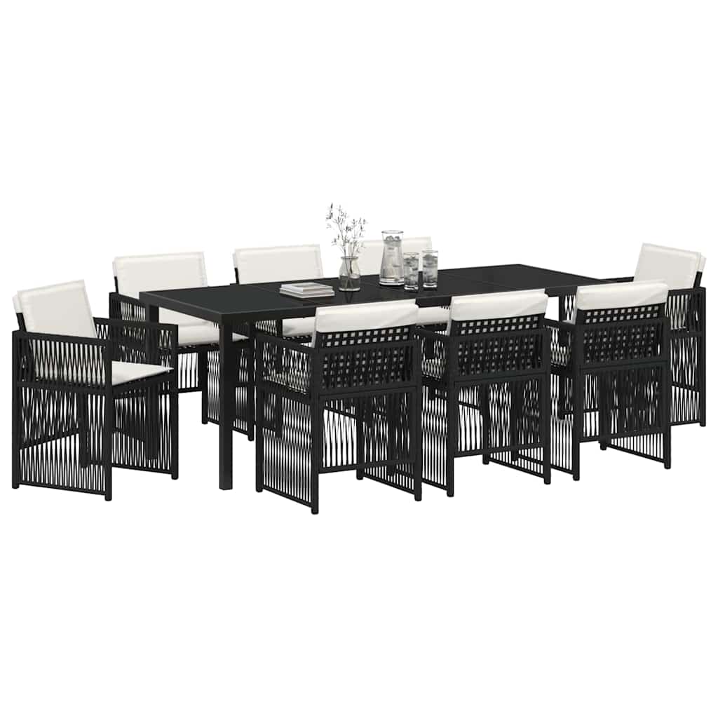 Conjunto de Comedor de Jardín 9 pcs Negro