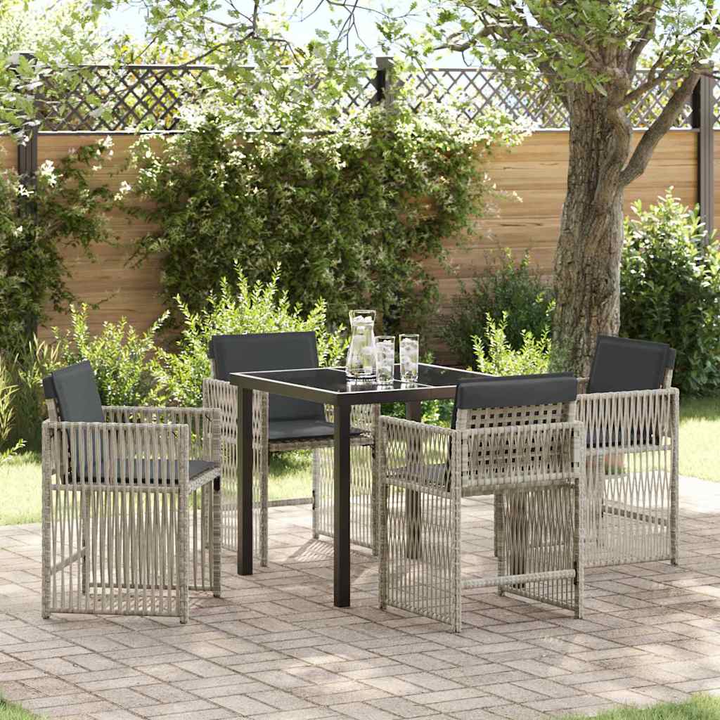 Conjunto de Comedor de Jardín 5 pcs Beige y Negro Ratán