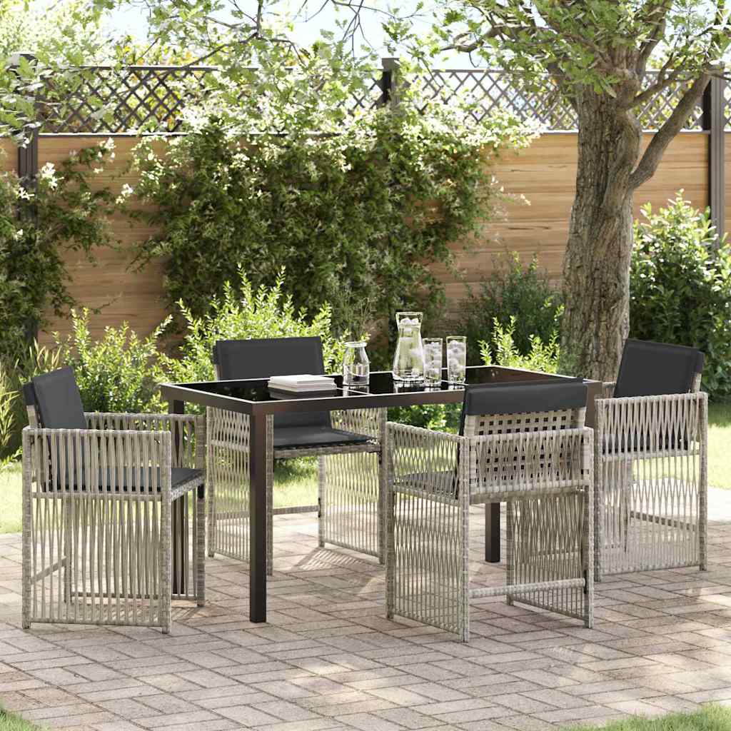 Conjunto de Comedor de Jardín 5 pcs Beige y Negro Ratán