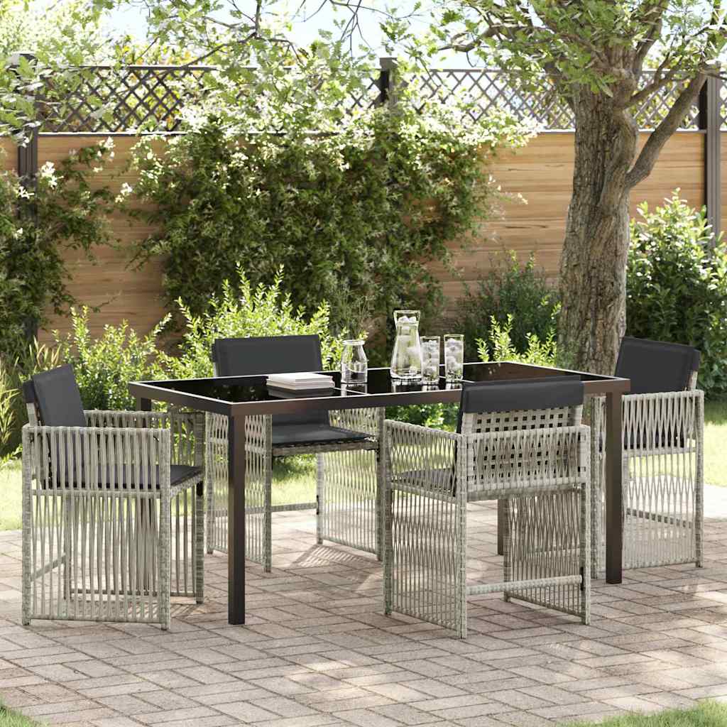 Conjunto de Comedor de Jardín 5 pcs Beige y Negro Ratán