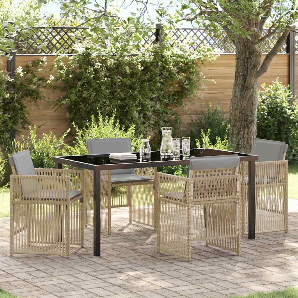 Conjunto de Comedor de Jardín 5 pcs Beige