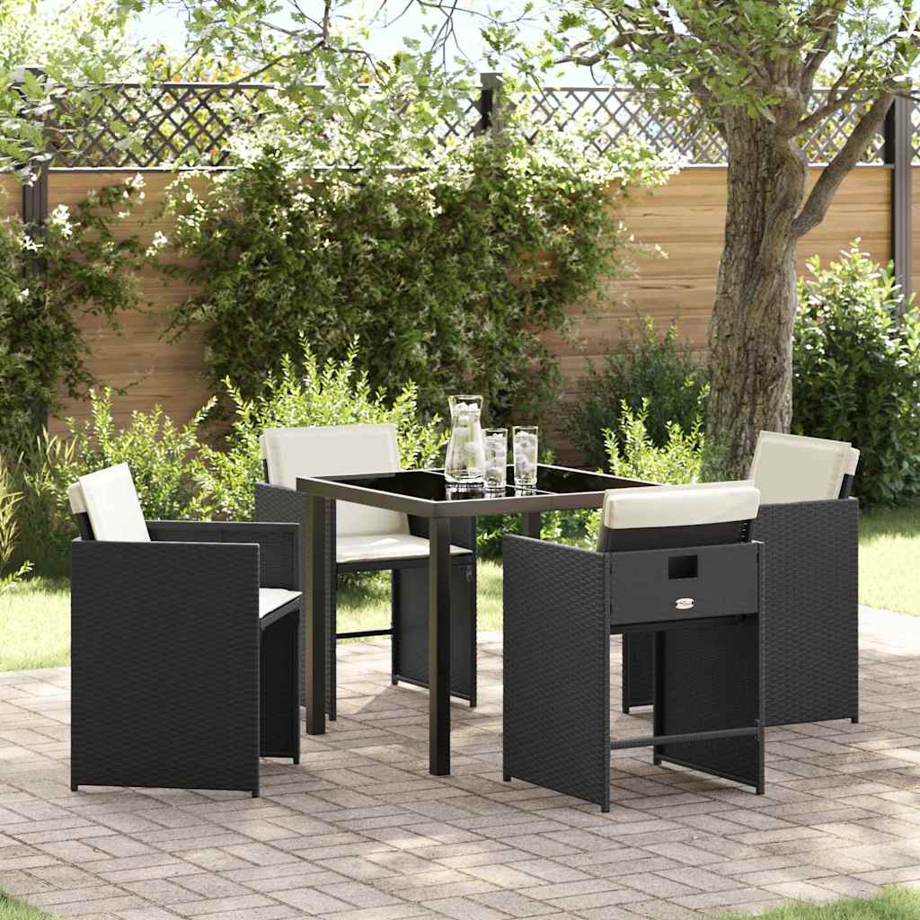 5-Piece Beige Synthetic Rattan Garden Dining Set