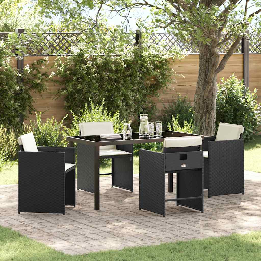 5-Piece Beige Synthetic Rattan Garden Dining Set