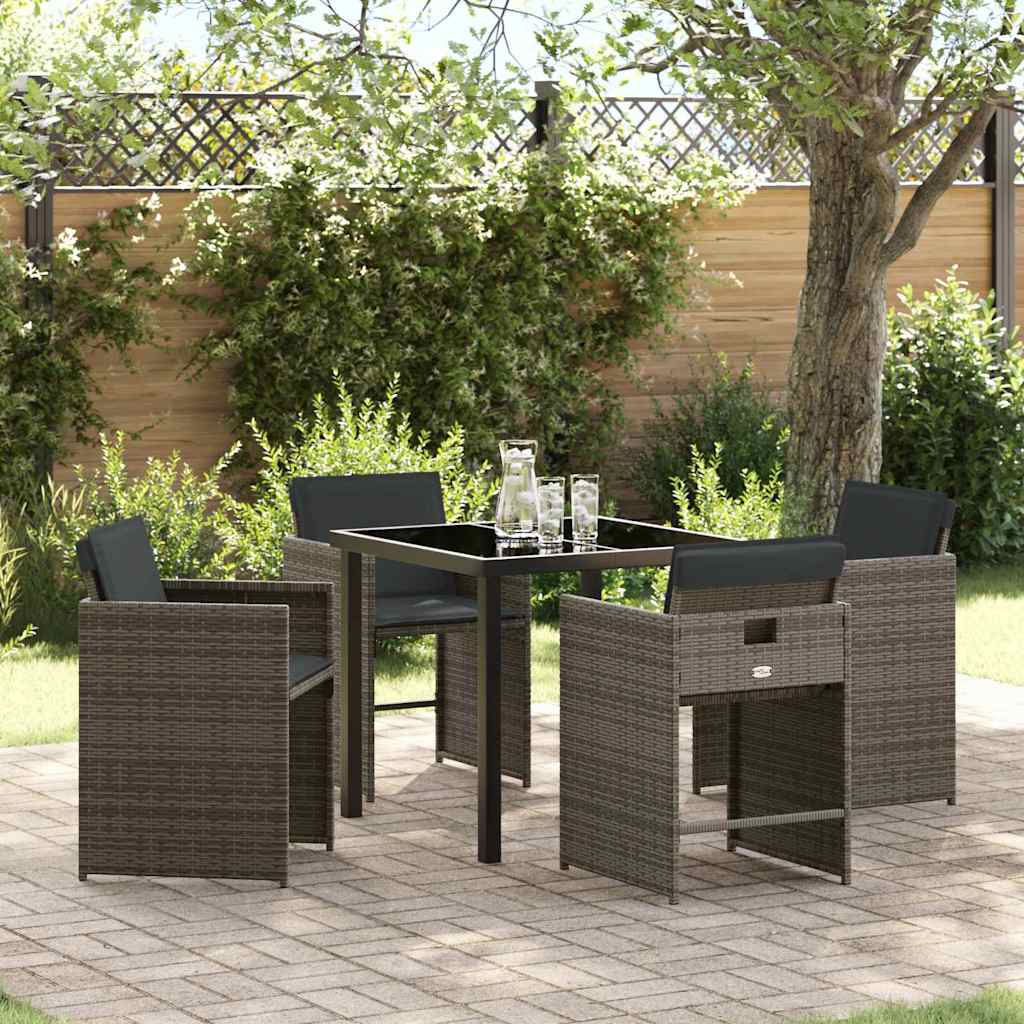 5-Piece Beige Synthetic Rattan Garden Dining Set