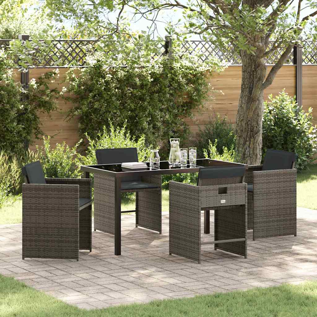 5-Piece Beige Synthetic Rattan Garden Dining Set