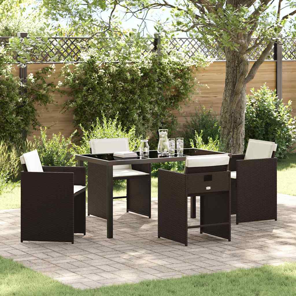 5-Piece Beige Synthetic Rattan Garden Dining Set