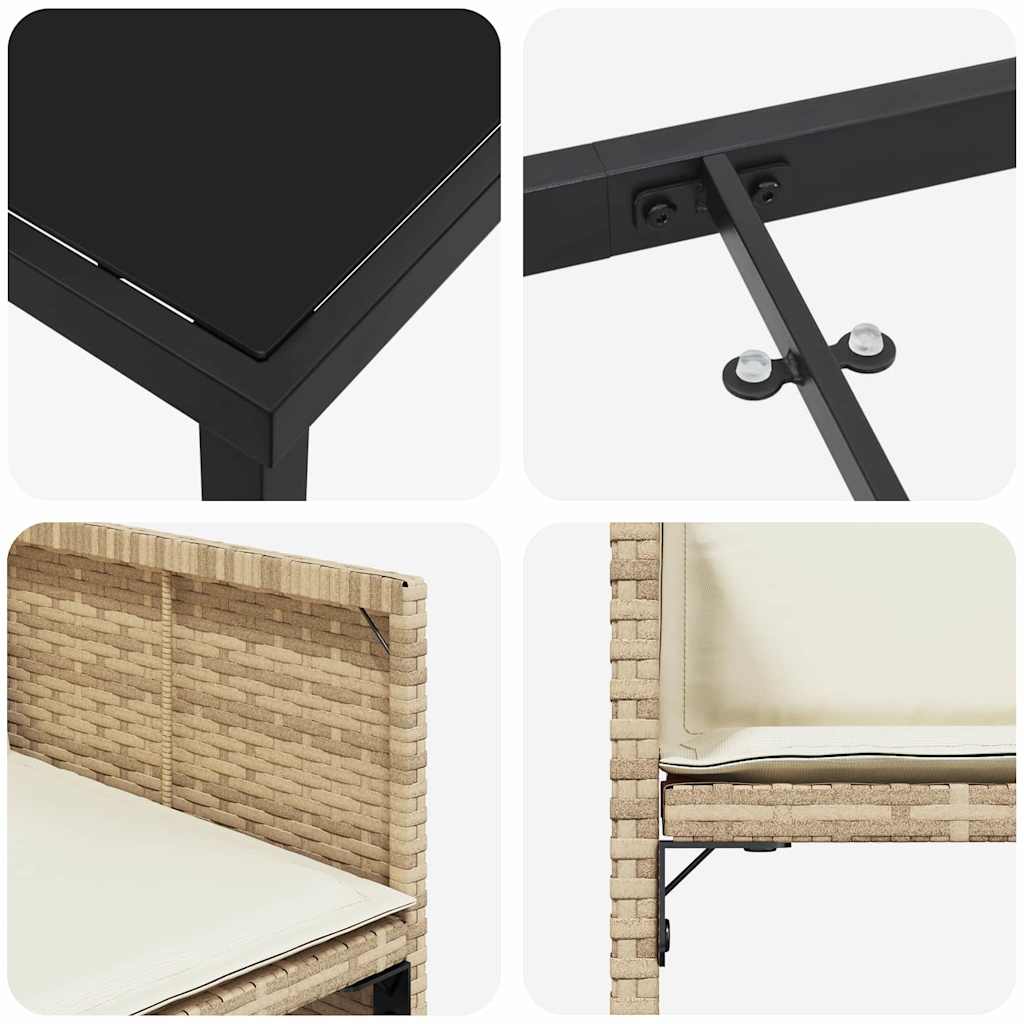 Conjunto de Comedor de Jardín 5 pcs Beige ratán sintético