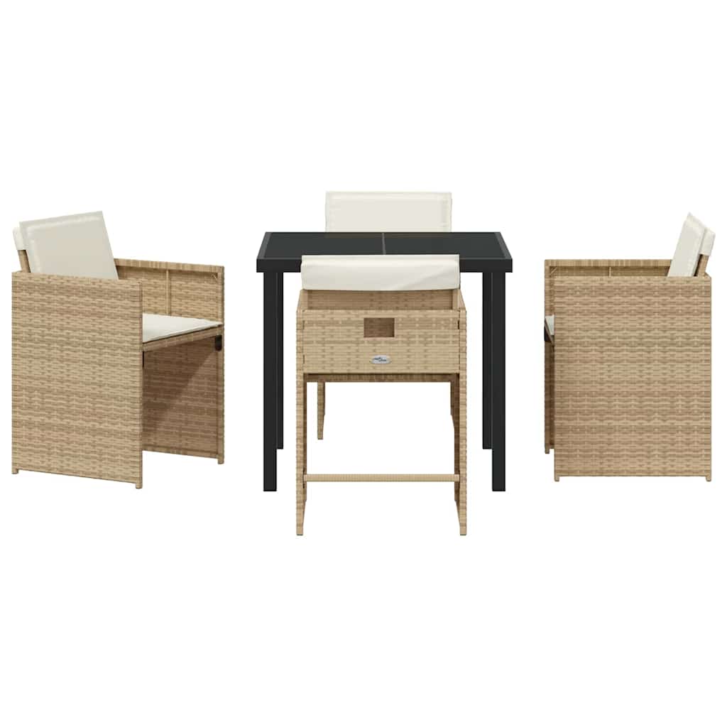Conjunto de Comedor de Jardín 5 pcs Beige ratán sintético
