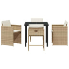 Conjunto de Comedor de Jardín 5 pcs Beige ratán sintético
