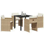 Conjunto de Comedor de Jardín 5 pcs Beige ratán sintético