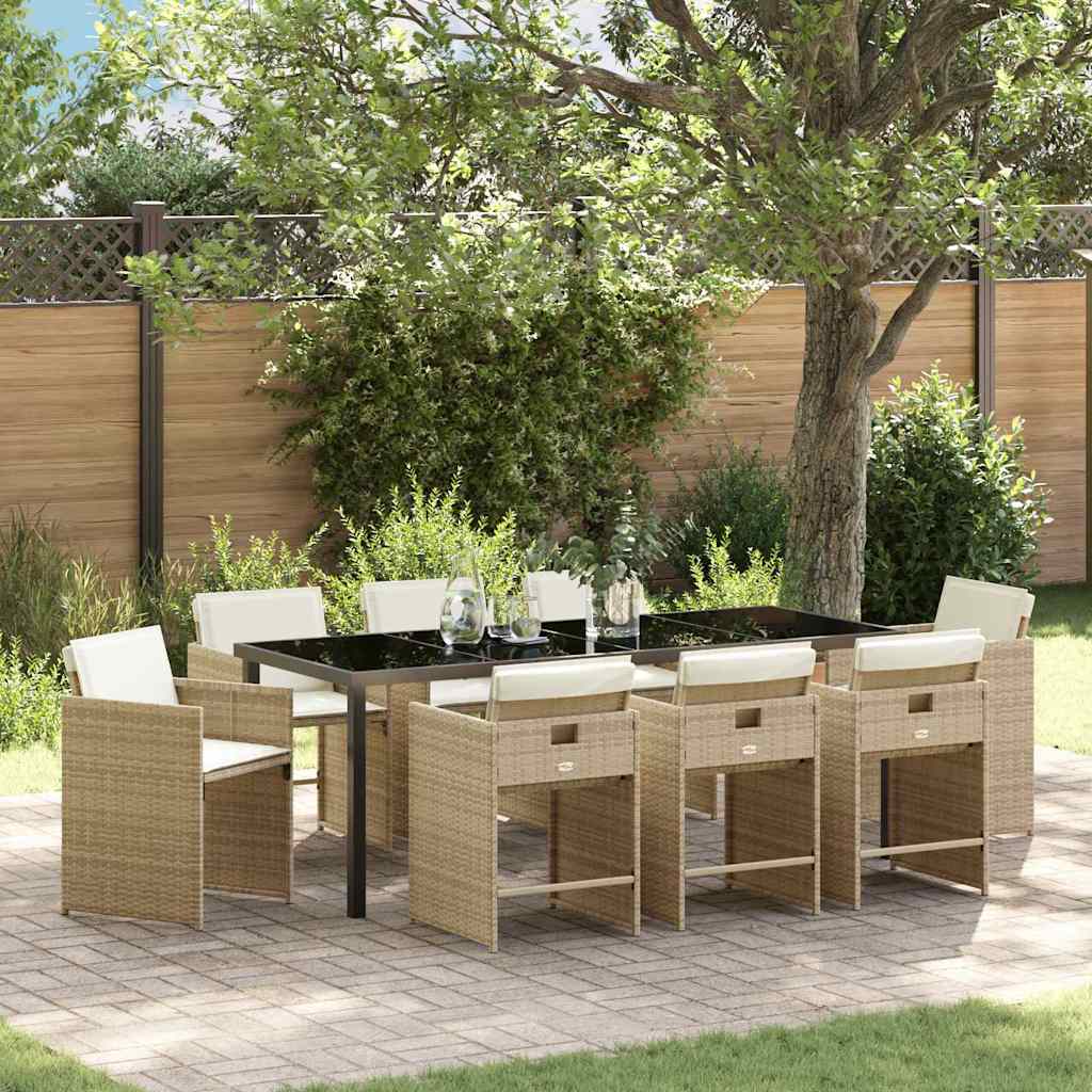 5-Piece Beige Synthetic Rattan Garden Dining Set