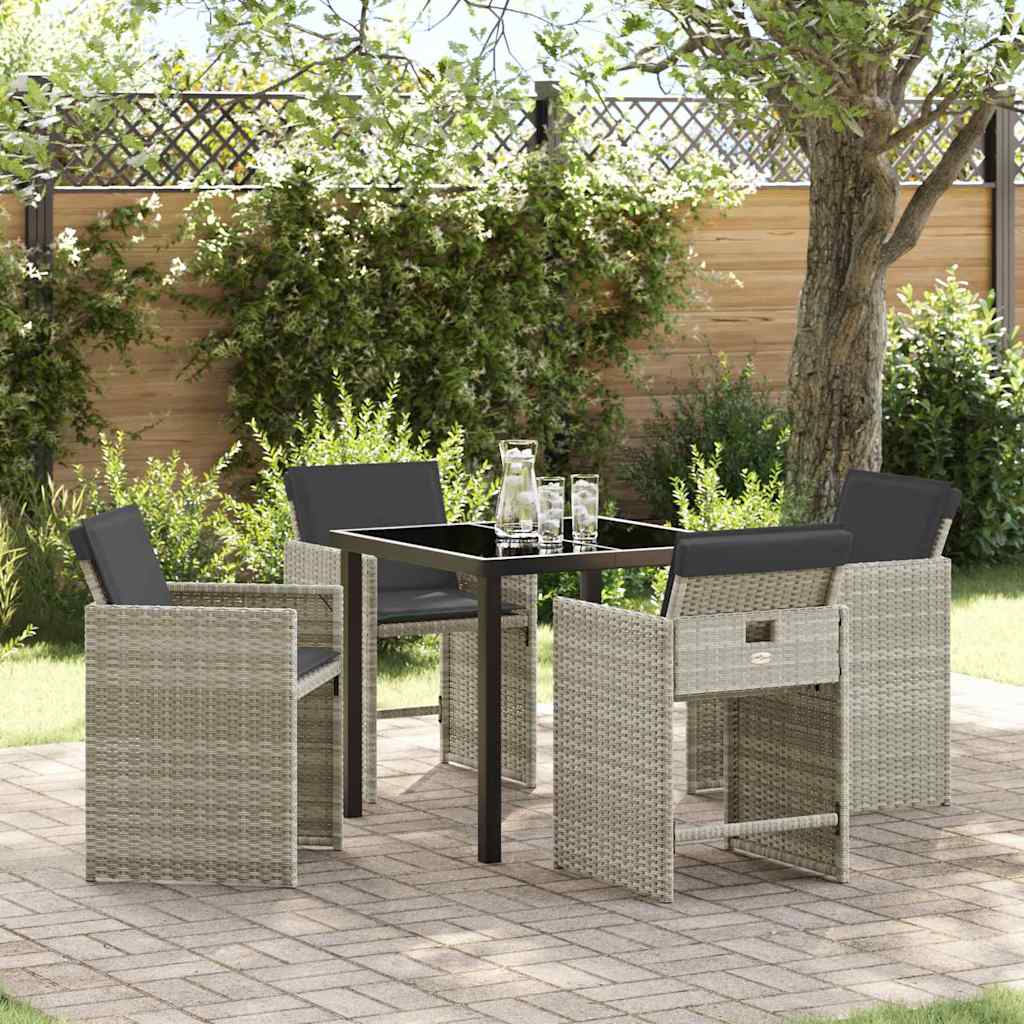 5-Piece Beige Synthetic Rattan Garden Dining Set