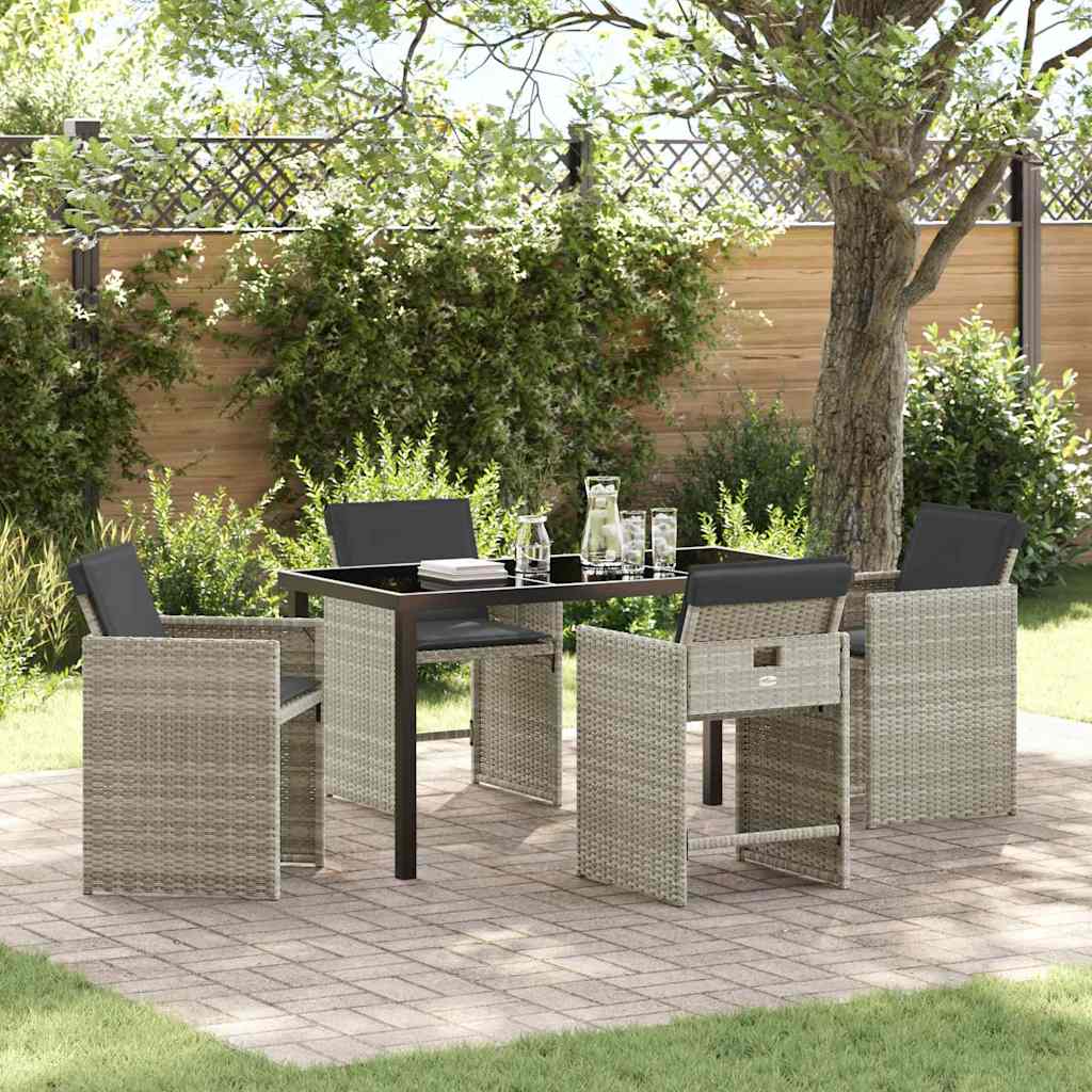 Conjunto de Comedor de Jardín 5 pcs Beige ratán sintético