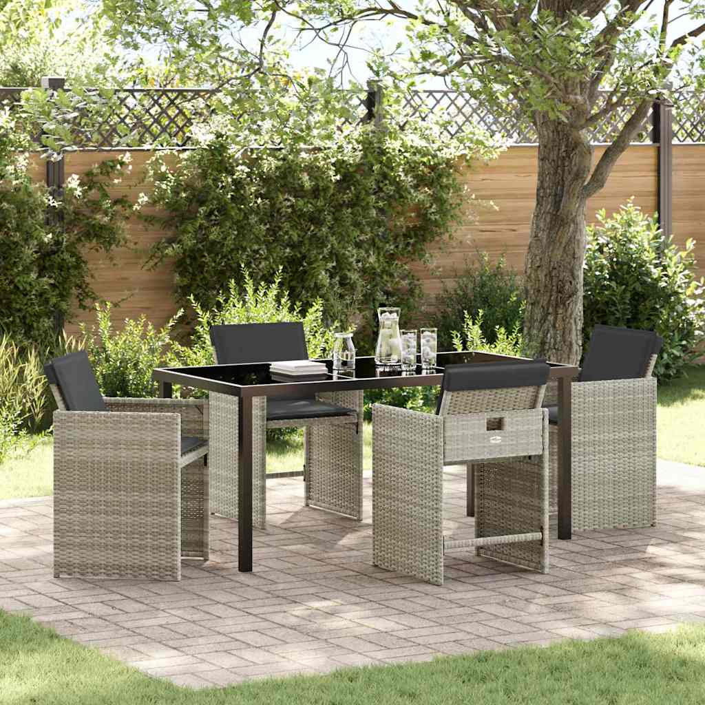 5-Piece Beige Synthetic Rattan Garden Dining Set