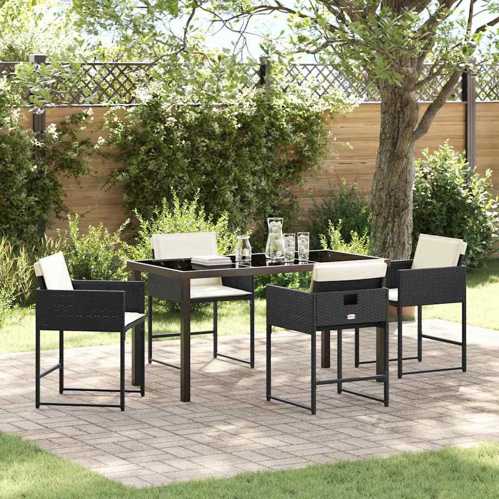Conjunto de Comedor de Jardín 5 pcs Negro ratán sintético