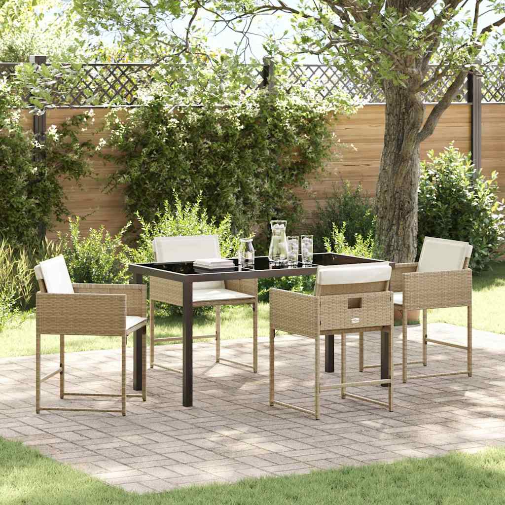 Conjunto de Comedor de Jardín 5 pcs Beige ratán sintético
