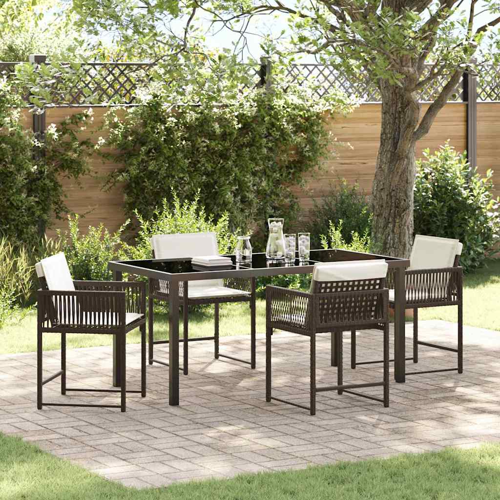 Conjunto de Comedor de Jardín 5 pcs Beige ratán sintético