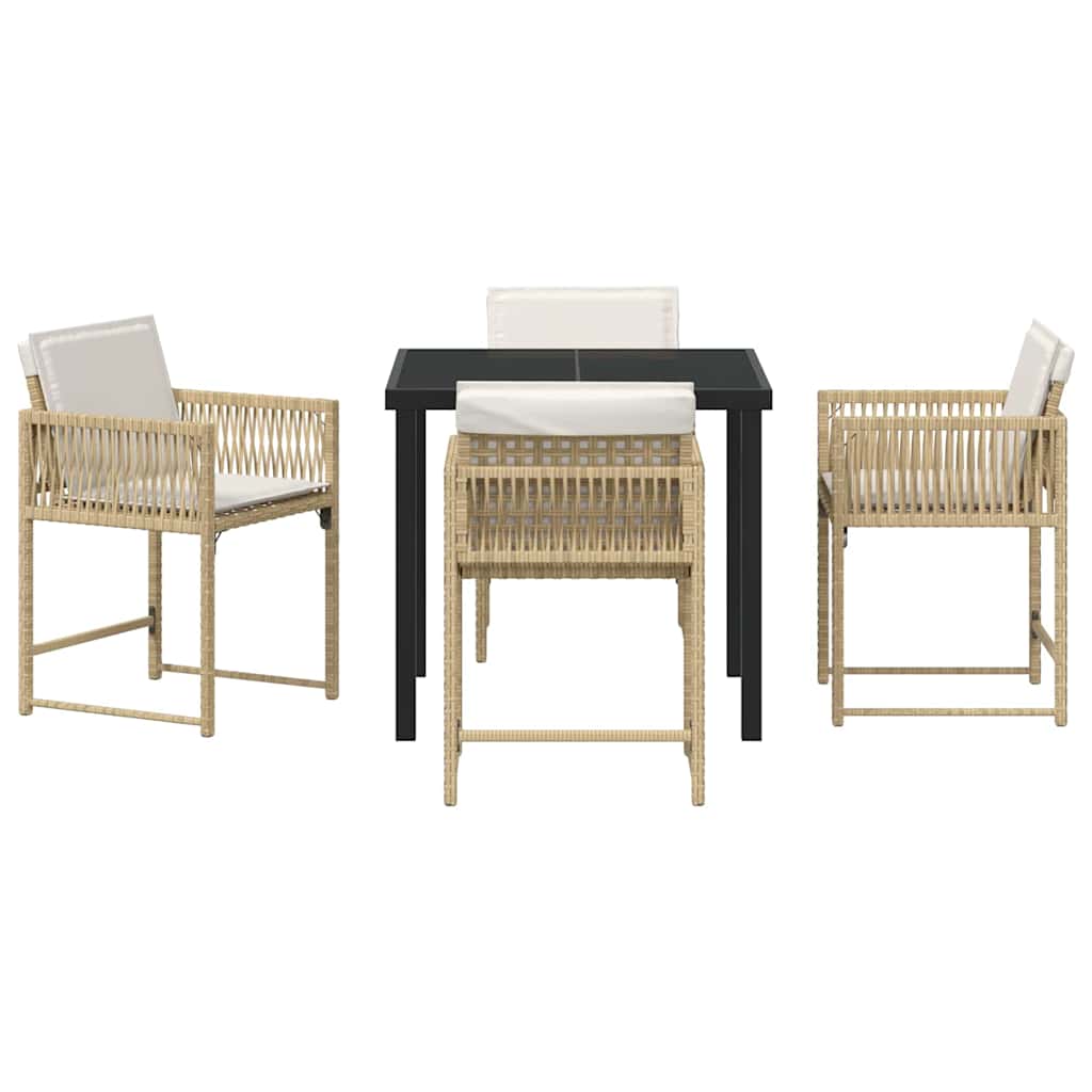 Conjunto de Comedor de Jardín 5 pcs Beige ratán sintético