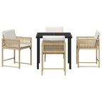 Conjunto de Comedor de Jardín 5 pcs Beige ratán sintético