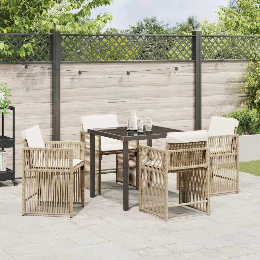 Conjunto de Comedor de Jardín 5 pcs Beige ratán sintético