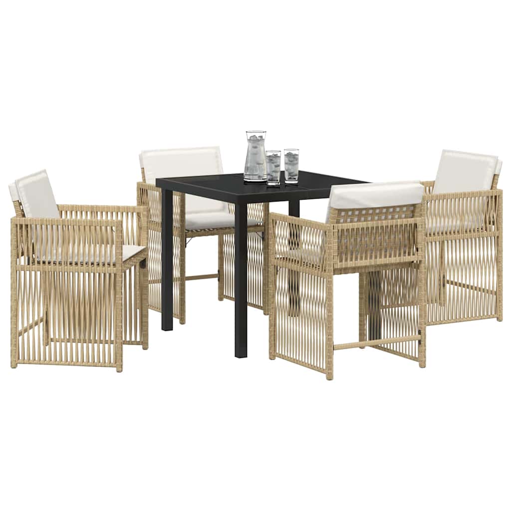 Conjunto de Comedor de Jardín 5 pcs Beige ratán sintético