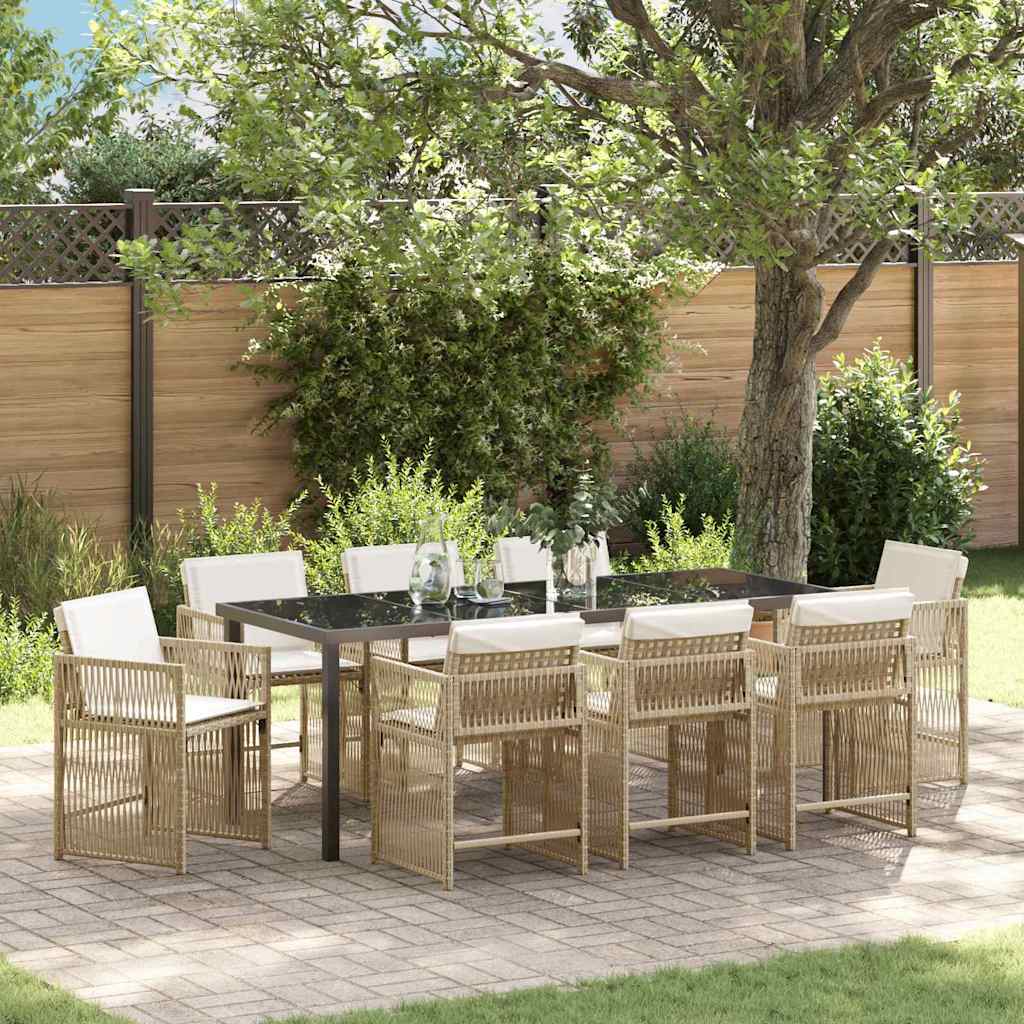 Conjunto de Comedor de Jardín 5 pcs Beige ratán sintético