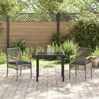 Conjunto de Comedor de Jardín 3 pcs Gris y Negro Ratán