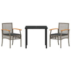 Conjunto de Comedor de Jardín 3 pcs Gris y Negro Ratán