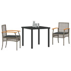 Conjunto de Comedor de Jardín 3 pcs Gris y Negro Ratán