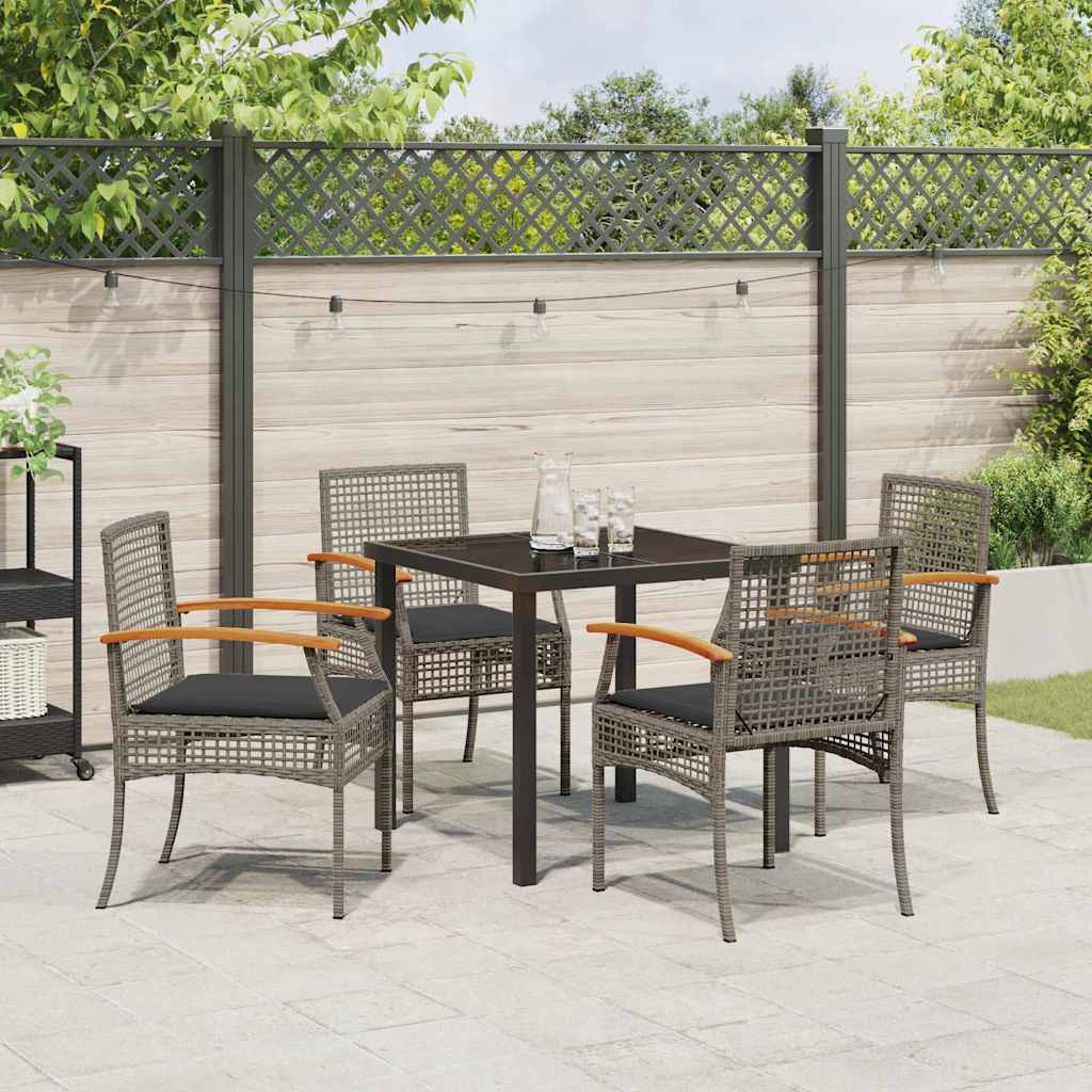 Conjunto de Comedor de Jardín 5 pcs Gris y Negro Ratán
