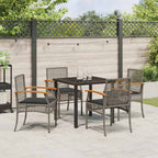 Conjunto de Comedor de Jardín 5 pcs Gris y Negro Ratán