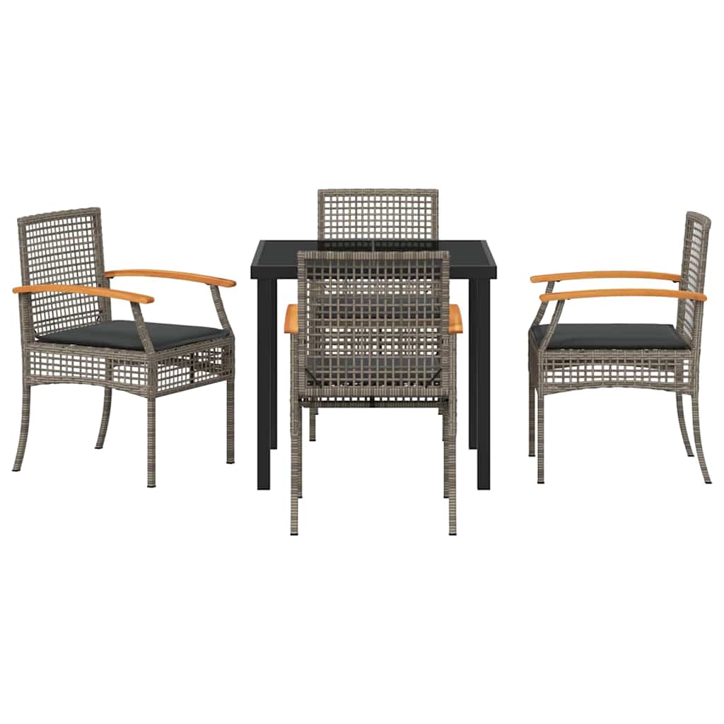 Conjunto de Comedor de Jardín 5 pcs Gris y Negro Ratán