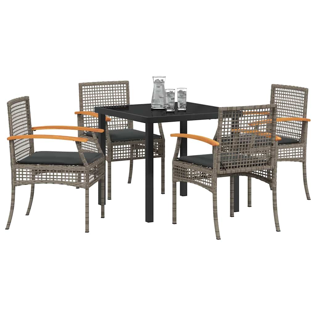 Conjunto de Comedor de Jardín 5 pcs Gris y Negro Ratán