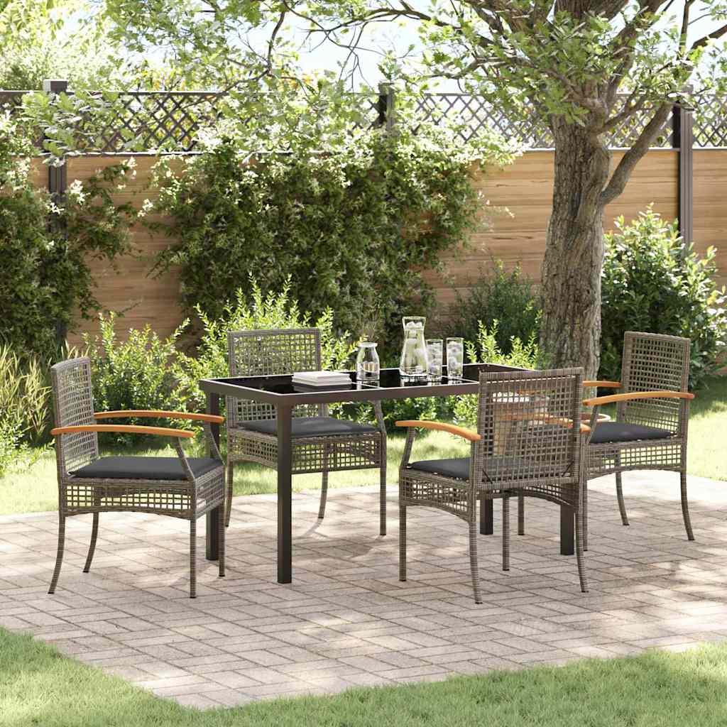 Conjunto de Comedor de Jardín 5 pcs Gris y Negro Ratán