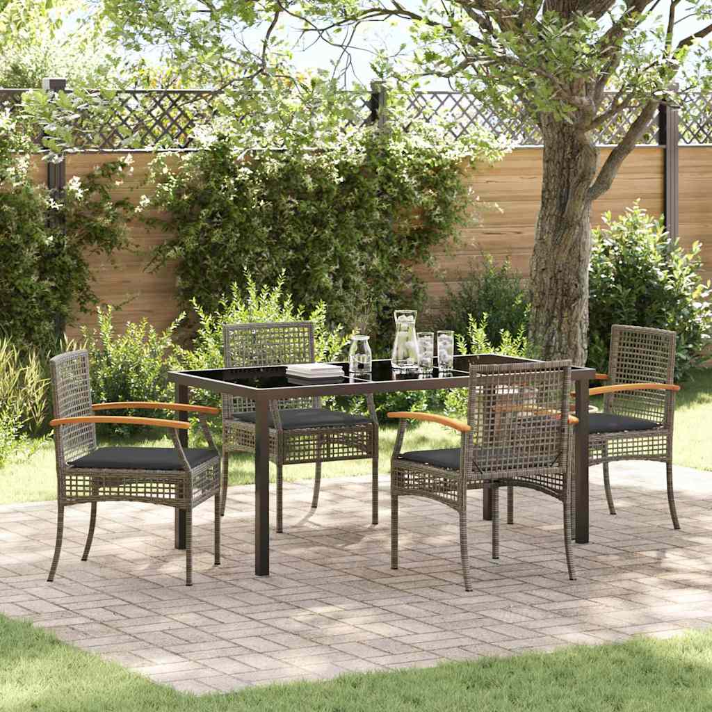 Conjunto de Comedor de Jardín 5 pcs Gris y Negro Ratán