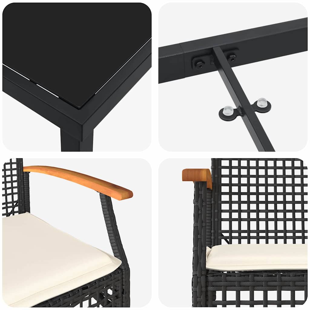 Conjunto de Comedor de Jardín 7 pcs Gris y Negro Ratán