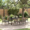 Conjunto de Comedor de Jardín 7 pcs Gris y Negro Ratán