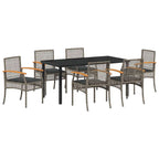 Conjunto de Comedor de Jardín 7 pcs Gris y Negro Ratán